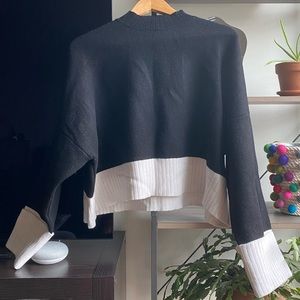 Mock neck two toned sweater